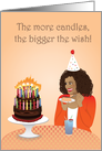 Birthday women - Women eating chocolate cake with many candles card