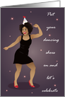 Birthday for women - Women in red dress dancing under the stars card