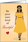 Birthday- Beautiful black woman in a yellow dress card