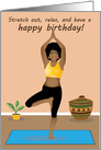 Birthday woman - Beautiful black woman with an afro doing yoga card