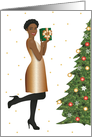 Christmas for her - Gorgeous and fashionable black woman at Xmas card