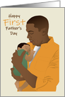 First father’s day an African American father carrying his baby card