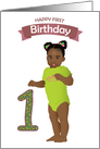 First Birthday for Girl a Cute African American Girl with Natural Hair card