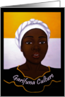 Garifuna Woman Wearing Traditional Attire and Colors of the Flag card