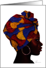 Black Woman Wearing a Colorful Headwrap and Golden Hoops card