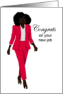 New Job Congrats Black Woman Magenta Suit Natural Hair Sunglasses card