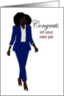 New Job Congratulations Black Woman Blue Suit Natural Hair Sunglasses card