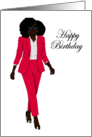 Happy Birthday for Black Woman Magenta Suit Natural Hair Sunglasses card