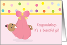 It’s a girl Card - Beautiful recently born girl in a stork pouch card