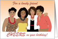 Happy Birthday for friend - Group of girlfriends embracing each other card