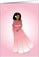 Baby shower - Beautiful pregnant woman in a pink dress card