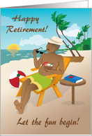 Retirement - Handsome older man by the beach with a cocktail card