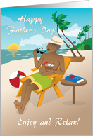 Father’s Day - Man by the beach with a tropical cocktail and sunglasse card