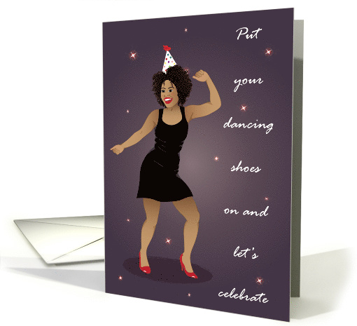 Birthday for women - Women in red dress dancing under the stars card