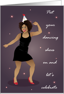 Birthday for women - Women in red dress dancing under the stars card