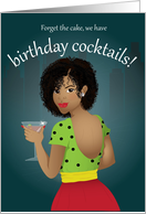 Birthday woman - Beautiful black woman having a cocktail card