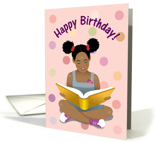 Birthday for girls - Beautiful girl reading a book card (1470472)