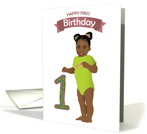 First Birthday for Girl a Cute African American Girl with... (1622864)