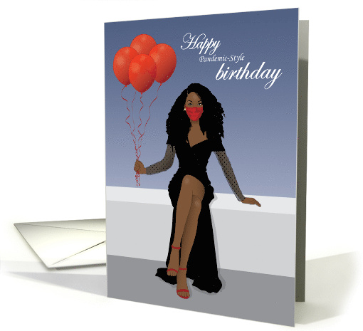 Birthday for Women Elegant Black Woman with Balloons and... (1642640)