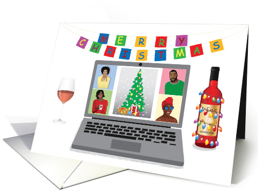 Christmas Coronavirus Zoom Celebration Online with Wine card (1651672)