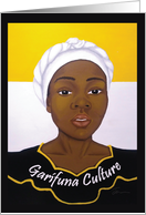 Garifuna Woman Wearing Traditional Attire and Colors of the Flag card