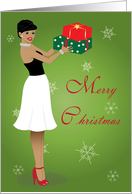 Christmas - Beautiful and elegant woman with Christmas gifts card