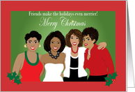 Christmas for friend- Friends embracing during Christmas card
