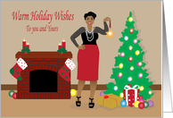Christmas- Beautiful woman holding a Chrismas star card