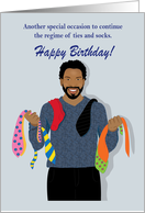 Birthday for men - Man with a lot of ties and socks in his birthday card