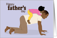 Happy Father’s Day- African American Father and daughter playing card