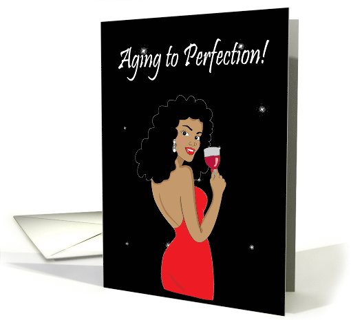 Birthday for her, Sexy African American Woman, Wine glass,... (996511)