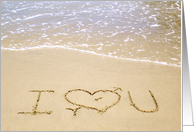 I Heart U Written in Sand card