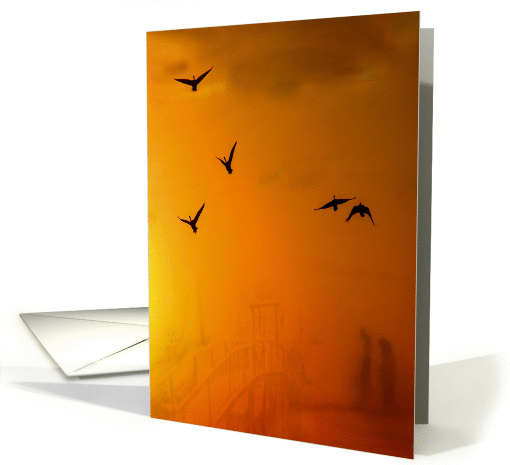 Geese In the Mist Silhouette Thinking of You card (972999)