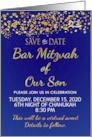 Customizable For A Virtual Bar Mitzvah Save The Date card