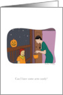 Funny Happy Halloween Trick or Treating for Arm Candy card