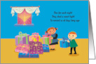 Sweet Happy Hanukkah Children Holding Presents With Menorah card