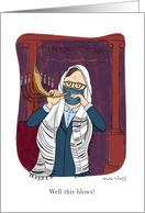 Funny Man With Mask Blowing Shofar For Rosh Hashana 5783 Coronavirus card