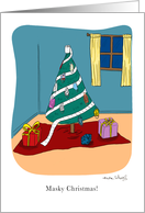 Humorous Christmas Tree with Masks Coronavirus card
