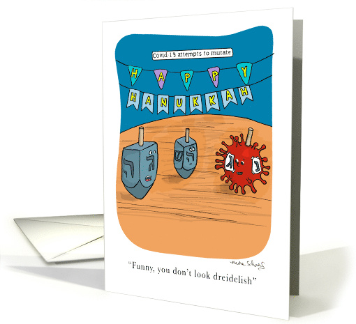 Humorous Dreidels Meet The Coronavirus At A Hanukkah Party card