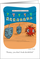 Humorous Dreidels Meet The Coronavirus At A Hanukkah Party card