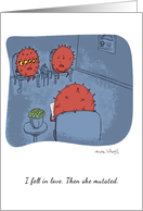 Humorous Mutated Coronavirus Valentine’s Day card