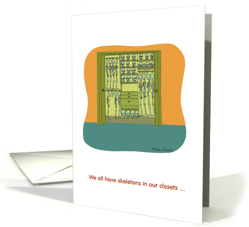 Funny Happy Halloween Organized Closet With Skeletons Humor card