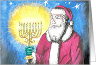Interfaith Santa with Menorah card