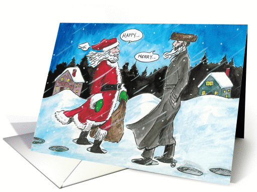 Santa greet Rabbi card (959935)