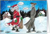 Santa greet Rabbi card