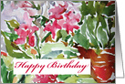 Happy Birthday Pink Peonies Watercolor Painting card