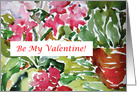 Valentine Red Peonies Flowers Watercolor Painting card