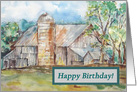 Happy Birthday Barn and Sky Watercolor Painting card