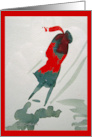 Winter Walk in a Red Scarf card