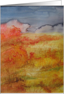 Seize The Day Encouragement Fiery Field watercolor landscape card